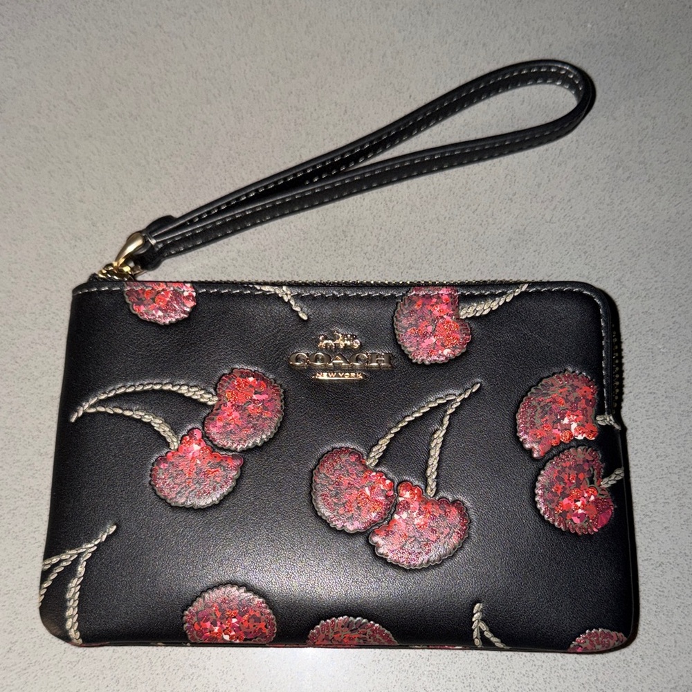 Coach Cherry Corner Zip Wristlet